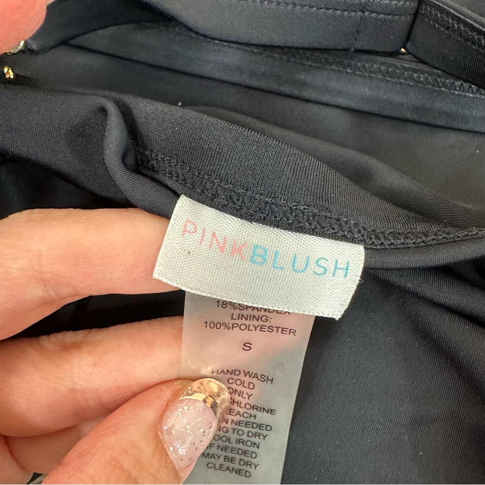 PinkBlush Maternity Black Swim Tankini Top - Picture 7 of 8
